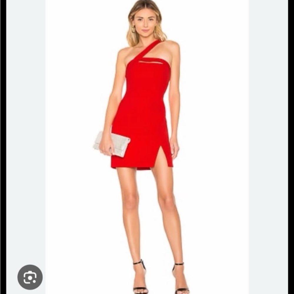 BCBGMAXAZRIA One-Shoulder Red Cocktail Dress